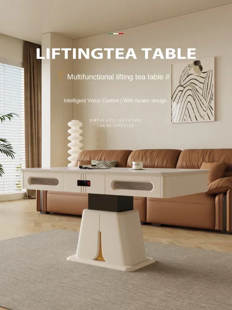 Cross borderSmart Voice Control Lifting Stone Plate Coffee Table with Heater