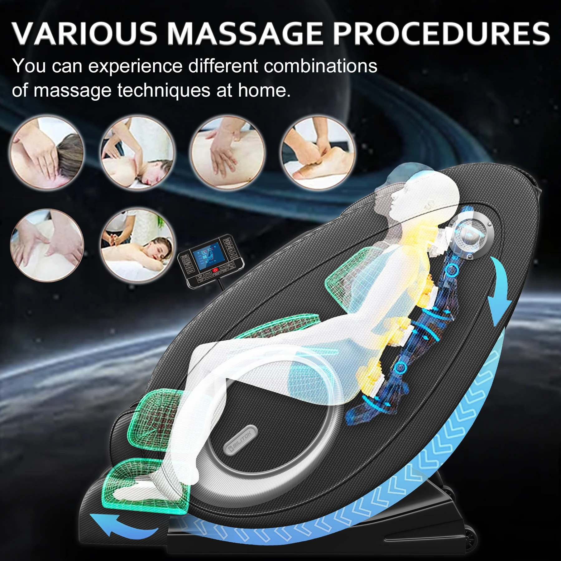 Massage Chair with Heating, Zero Gravity Recline, Bluetooth Speakers, Airbags, and Foot Roller