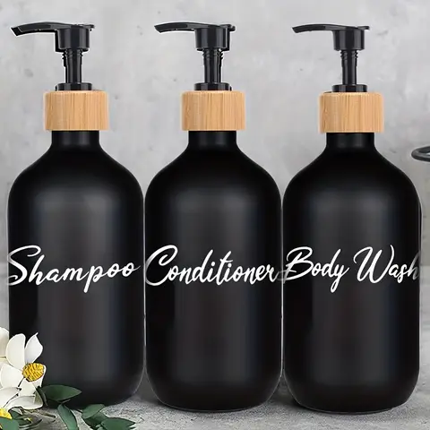 3pcs 플라스틱 비누 디스펜서 세트 수조 로션 병 욕실 샴푸 바디 워시 헤어 컨디셔너에 대 한 리필 가능한 빈 병