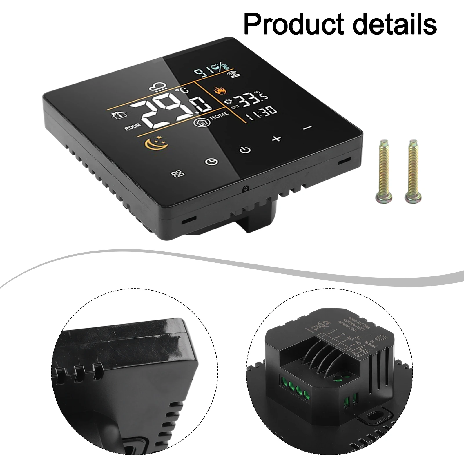 WiFi Thermostat and Hygrometer for Tuya for Smart System with Digital Display and Remote Heating Management via Mobile App