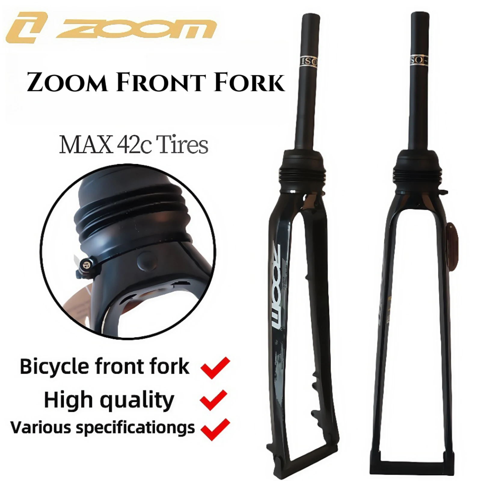 

ZOOM Bicycle Fork MTB Mountain Road City Bike Fork Double Shoulder aluminium alloy Shock Absorber Front Fork 20inch Disk Brake