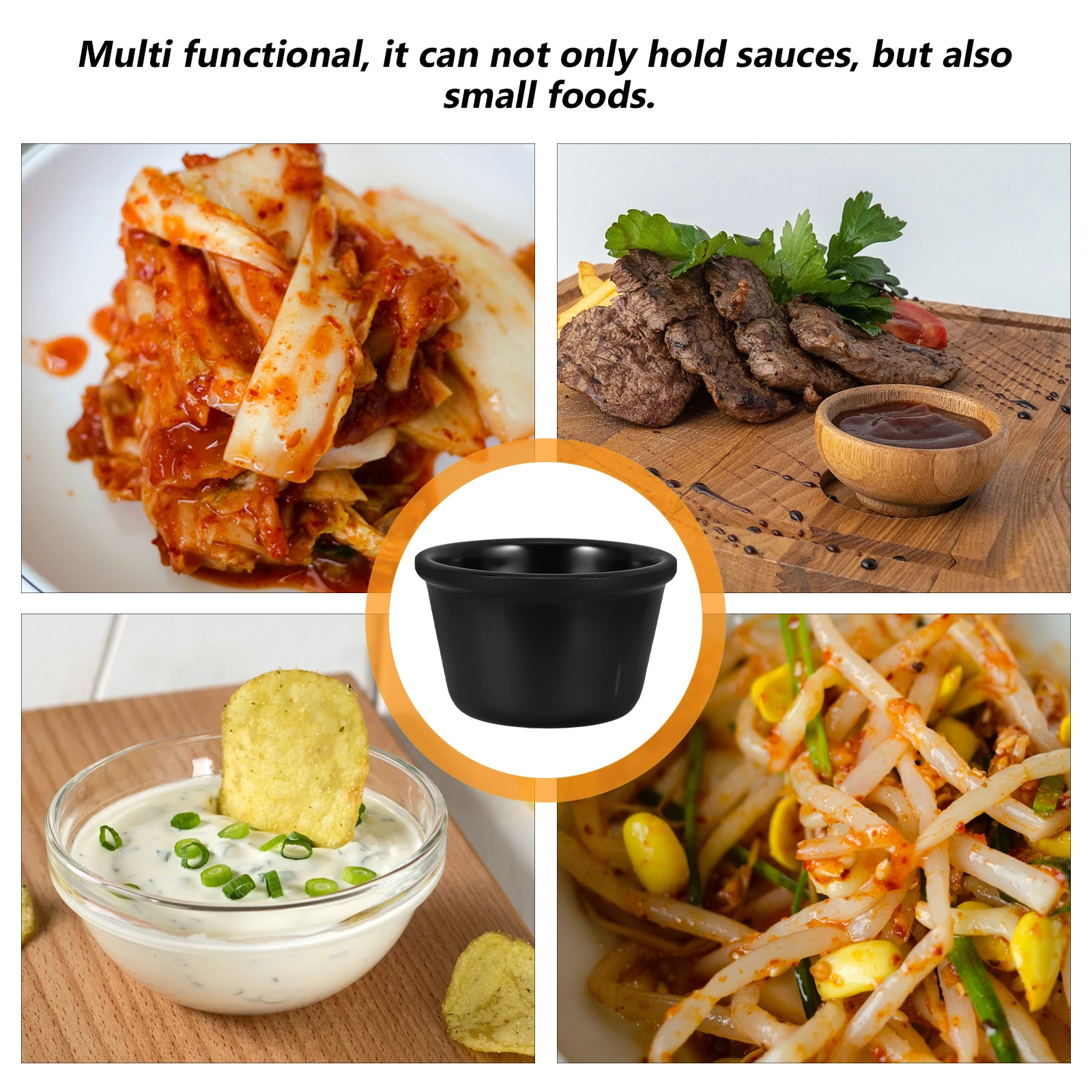 

4pcs Sauce Bowls Condiment Containers Dipping Bowls Small Food Containers Soy Boxes Salad Dressing Melamine