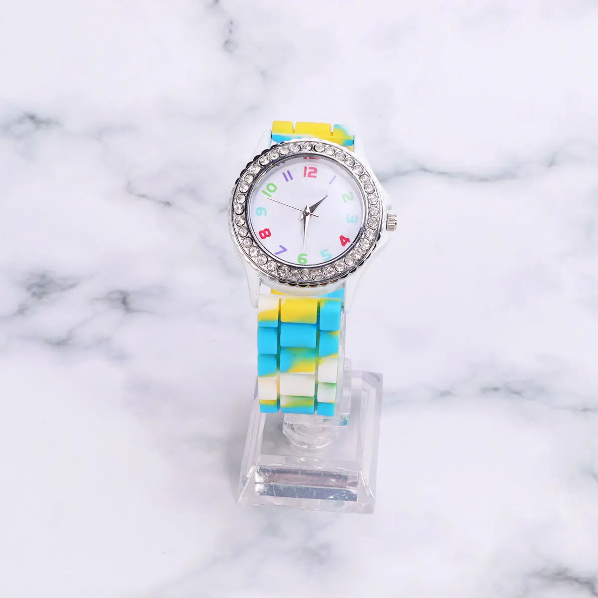 Camo Silicone Ladies Watch White Premium Stainless Steel Alloy Perfect Gift for Women Birthday Christmas Valentine's Day