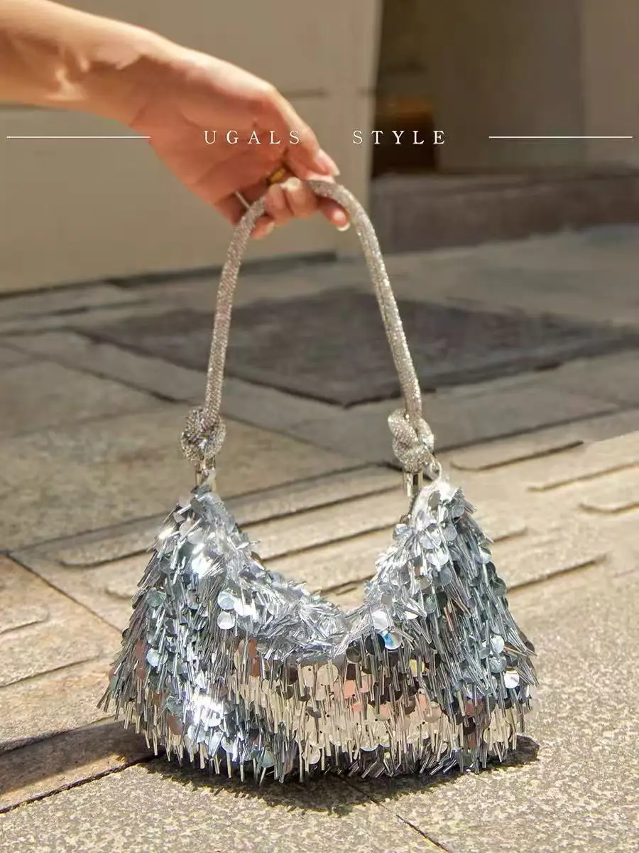 

Модная женская сумка с бисером и кисточками, блестящая вечерняя сумка с пайетками, клатч для свадьбы, вечеринки, банкета, сумка через плечо