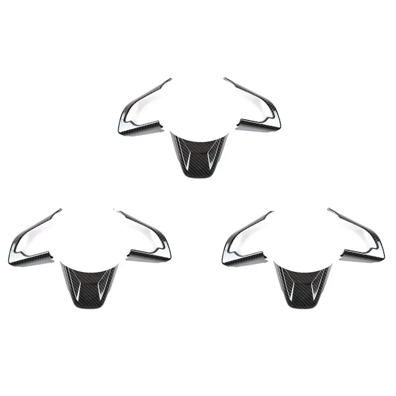 Authentic 3X Car Steering Wheel Decoration Cover Trim Stickers For Jimny 2019 2020 2021 Interior Accessories ,Carbon Fibe