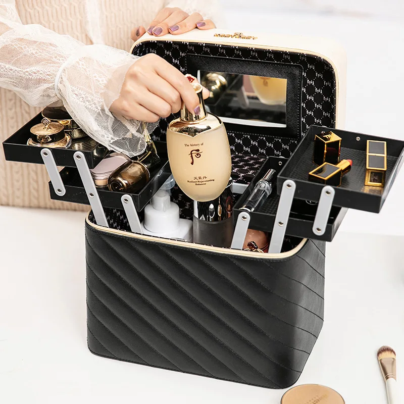 

Cosmetic Bag Large-capacity Cosmetic Storage Box Female Portable Multi-functional Portable Cosmetic Box Women's Bag Organizer