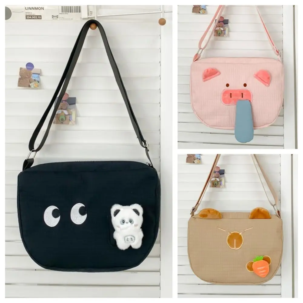 Simple Snot Capybara Shoulder Bag Carrot Cute Pink Piggy Crossbody Bag Fashion Bear Black Eyes Sling Bag Unisex