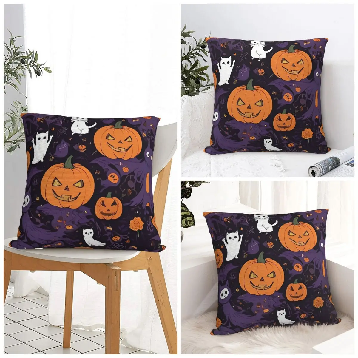 

Halloween Theme Pattern Pillow Case Cushion Cover Soft Graphic Pillow Cover Vintage Pillowcases For Chair Sofa Home Decoration