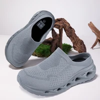 Chaussures décontractées pour hommes à bout large en maille tissée grande taille, demi-chaussons d'été, pantoufles respirantes pour femmes, chaussures de sport et de randonnée 46 3
