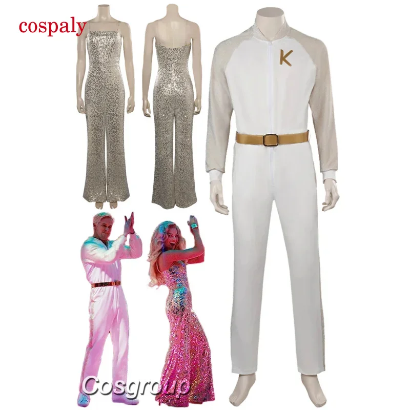 Margot Ken Cosplay Fantasia 80S Retro Disco Dance Wear 2023 Movie Barbei Costume Adult Couple Lovers Fantasy Outfit Halloween