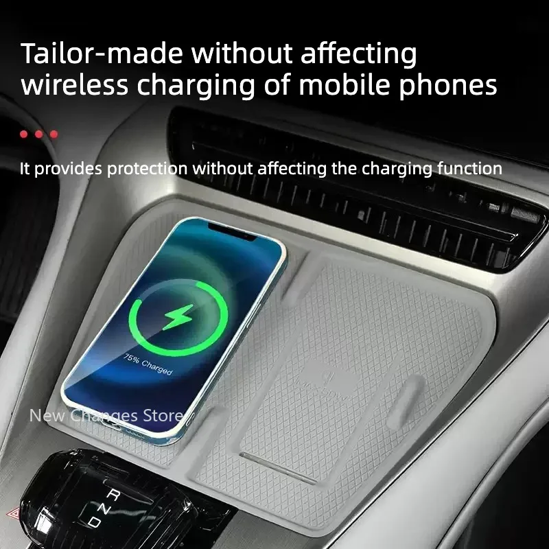 For Denza N7 2023-2025 Wireless Charging Pad Auto Interior Accessories Car Phone Non-slip Charger Mat Silicone Protective Pad 3