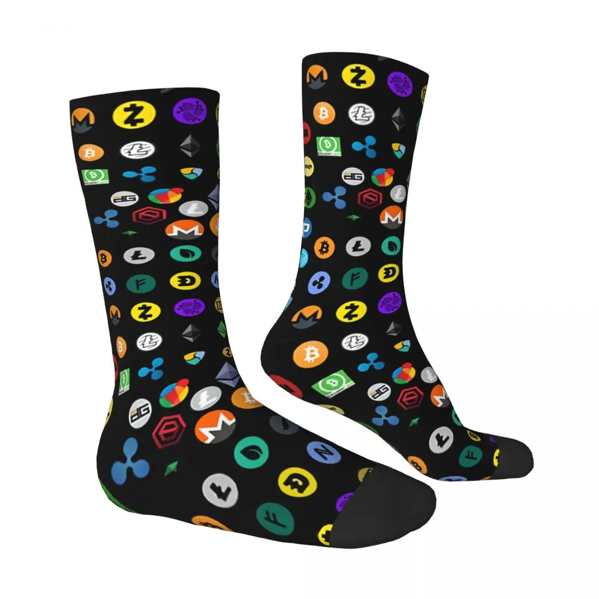 Crypto Coin Art Crypto Icon Kawaii Drawstring Socks Gym Cartoon Pattern Socks harajuku Men Happy hip hop