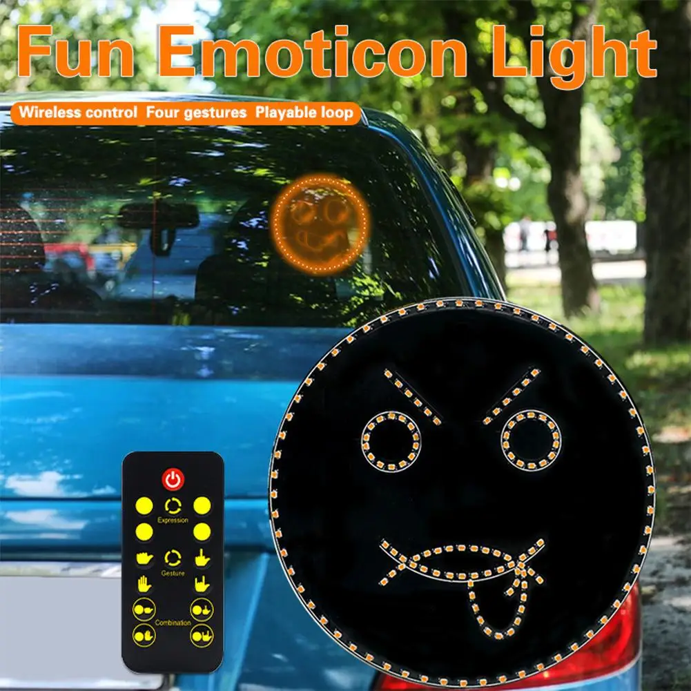 Expression Fun Gesture Led Car Rear Windshield Display With Car Remote Sign, Lights Light-up Message Emoticon Board L8a1