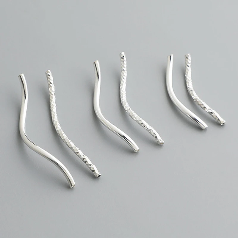 

2pcs/Lot 925 Sterling Silver Smooth/Embroidery Model S Tube Beads 20/25/30mm Bracelets Wave Pipe Spacer Charms DIY Jewelry Craft