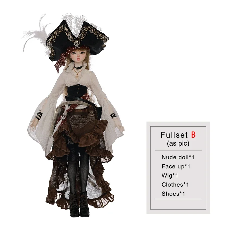ShugaFairy Lynn Bjd Pop 1/4 Bariy Lichaam, Middeleeuwse Zeeoorlogster Piraat Hoofd, Beweegbare Scharnieren, Volledige Modedoll Set - afbeelding 1
