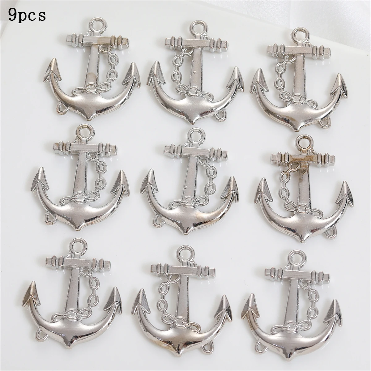 9pcs silver boat anchors DIY handmade necklace pendant accessories