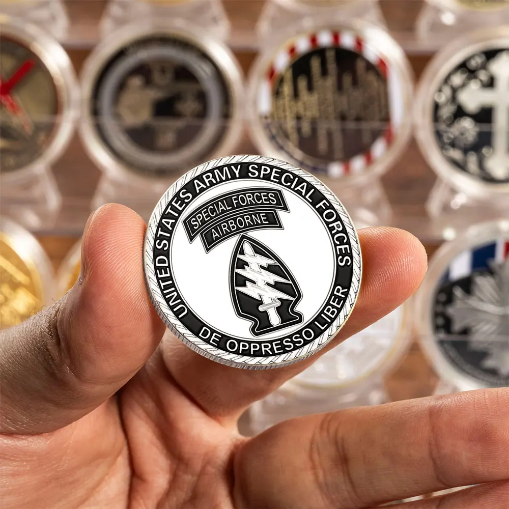 عملة قابلة للجمع مطلية بالفضة على شكل قوة خاصة للجيش الأمريكي مجموعة المشجعين العسكريين هدية تذكارية لتزيين المنزل