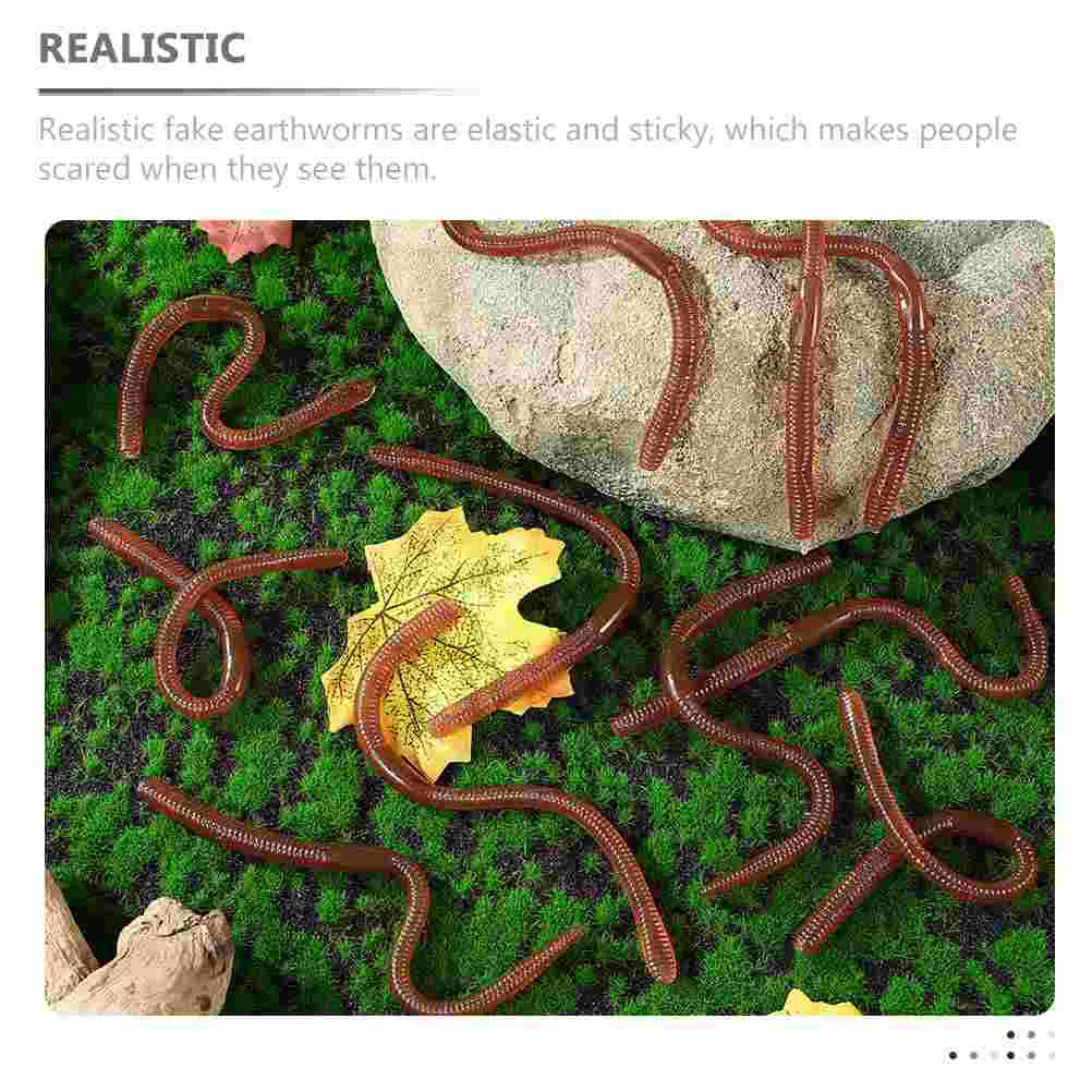 30 Pcs Artificial Earthworm Simulated Earthworms Prank Props Realistic Soft Rubber Models Plastic Fake Faux