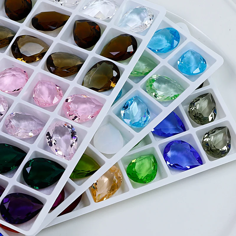 20PCS/Pack Glitter Water Drop Transparent Nail Crystal Decoration for women\'s Clothing Dresses Rhinestones