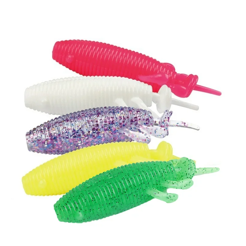 NEW 5PCS 80mm 13g Floating Needle Shaped Tail Trout Soft Worm Fishing Lure Grub Bait Silicone Artificial Carp Rubber Wobblers