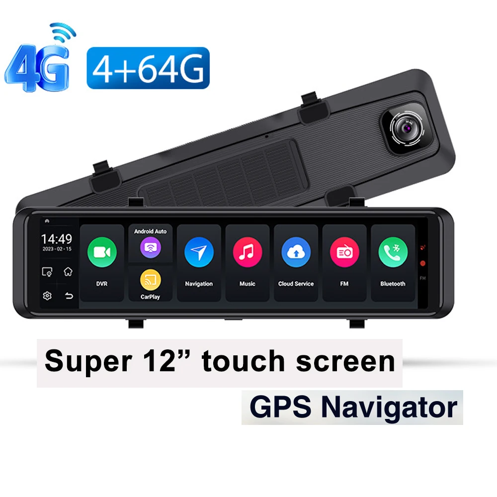 12 Inch Car Reaivew Mirror DVR Dash Cam  Video Recorder 4G Dual Lens ADAS4G+64GB  Andriod 10 GPS Navigation 5G WIFI BT HD 1080P