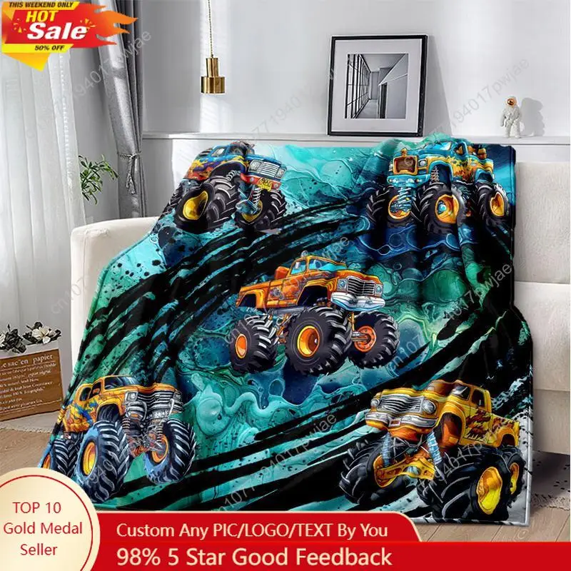 

M-Monster Jam Monster Truck Cartoon Blanket,Soft Throw Blanket for Home Bedroom Bed Sofa Picnic Travel Office Custom Blankets