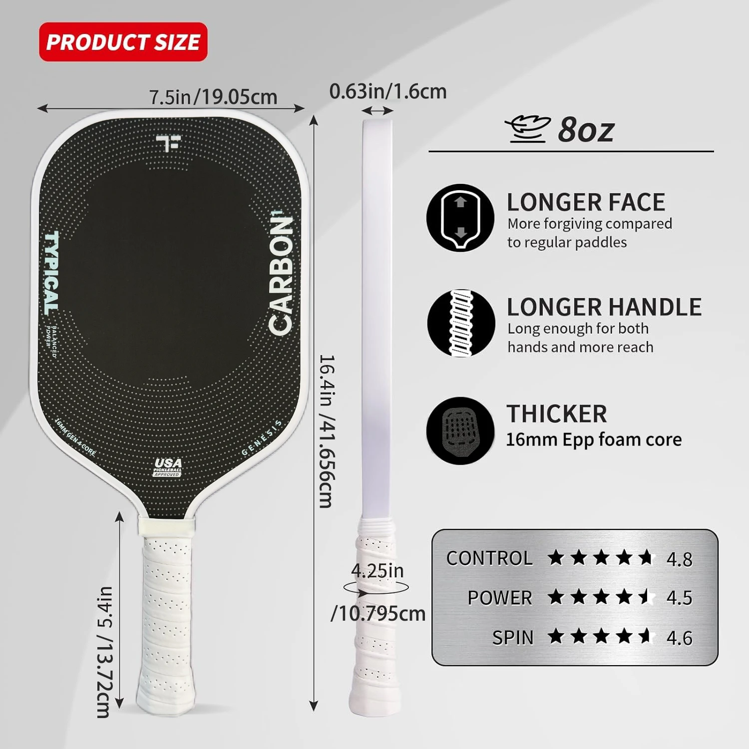 

Теннисная ракетка для пиклбола, изготовленная методом горячего прессования, с чехлом, ракетка для пиклбола T700, с сердцевиной из пены EPP толщиной 16 мм, нескользящая рукоятка, унисекс