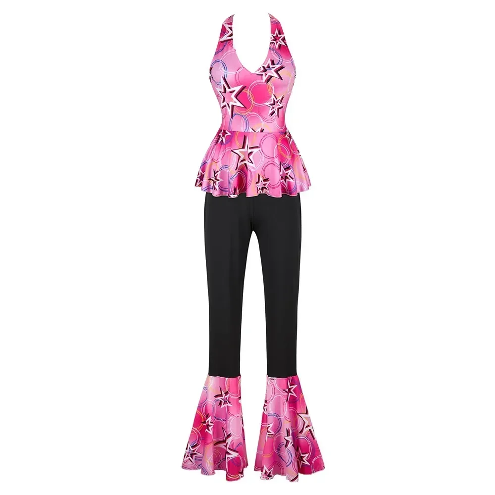 Tenue de Barrage Chang Dos auxpour Femme, Robe Chang des Années 70, Costume de Carnaval, Vêtement Sexy, Hiphelicopter Halter, Pantalon Évasé Rétro