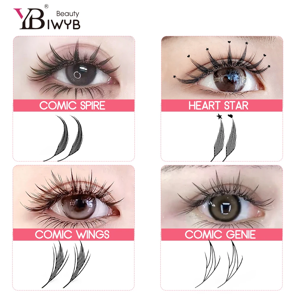 IWYB New Wheat Spike & Feathered Wing Eyelash Extension Anime Eye Effect with 0.07mm Manga Eyelashes