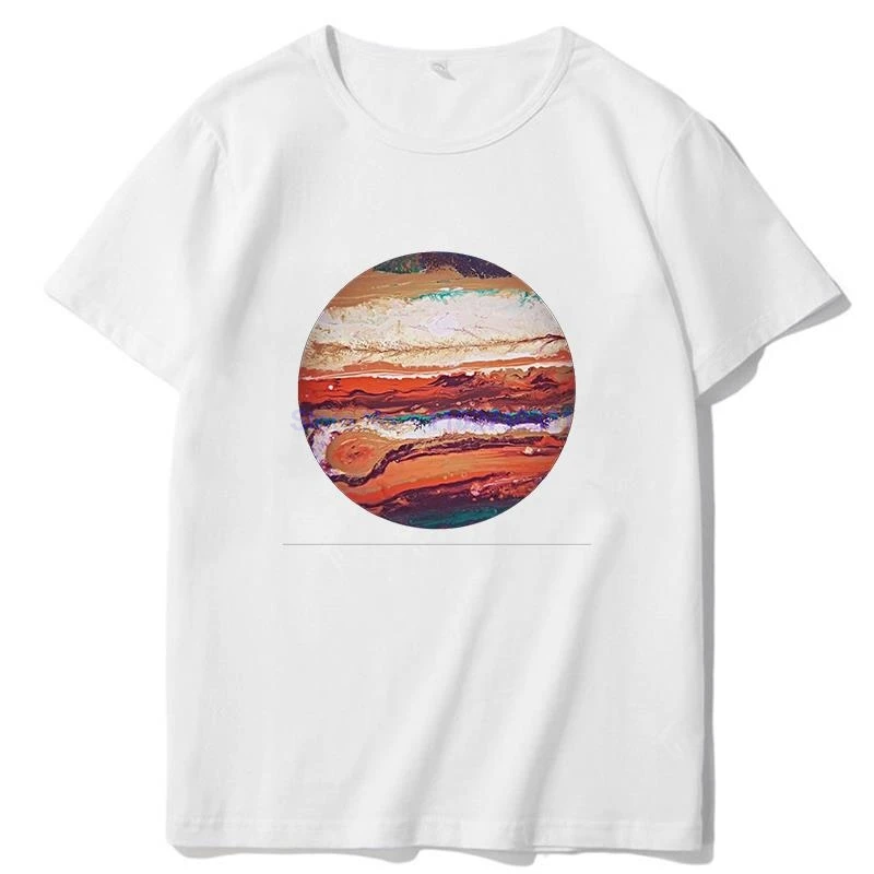 Planet Great Astronomy Amazing Harajuku Graphic T Shirts Cotton Short Sleeve T-Shirts Summer Streetwear Mens Print T Shirt