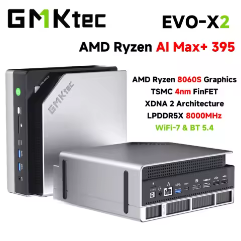GMKtec EVO-X2 Next Gen AMD Strix Halo Al Mini PC AMD Ryzen AI Max+ 395 LPDDR5X 128GB/64GB WIFI7 BT5.4 Triple Cooling Fan WINS 11