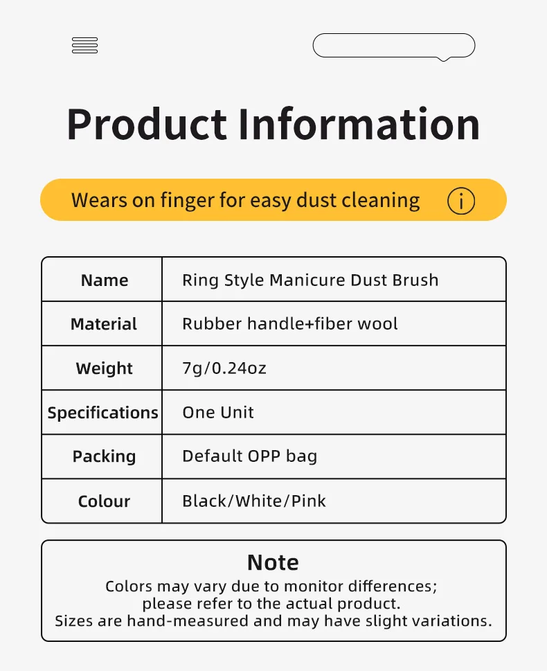 1/10 Stück Maniküre-Staubpinsel mit dichten Borsten, Fingerring-Staubwedel, Nagellack-Pulverreiniger, Nagelkunst-Essential, Salonbedarf – Detail 9
