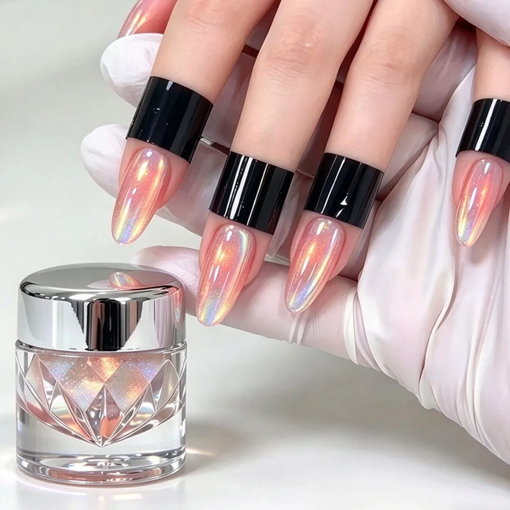 1jar Gilding Aurora Chrome Nail Glitter Powder Holographic Gradient Nude Pink Nail Pigment Mermaid Aurora Sunset Nail Rubbing Du