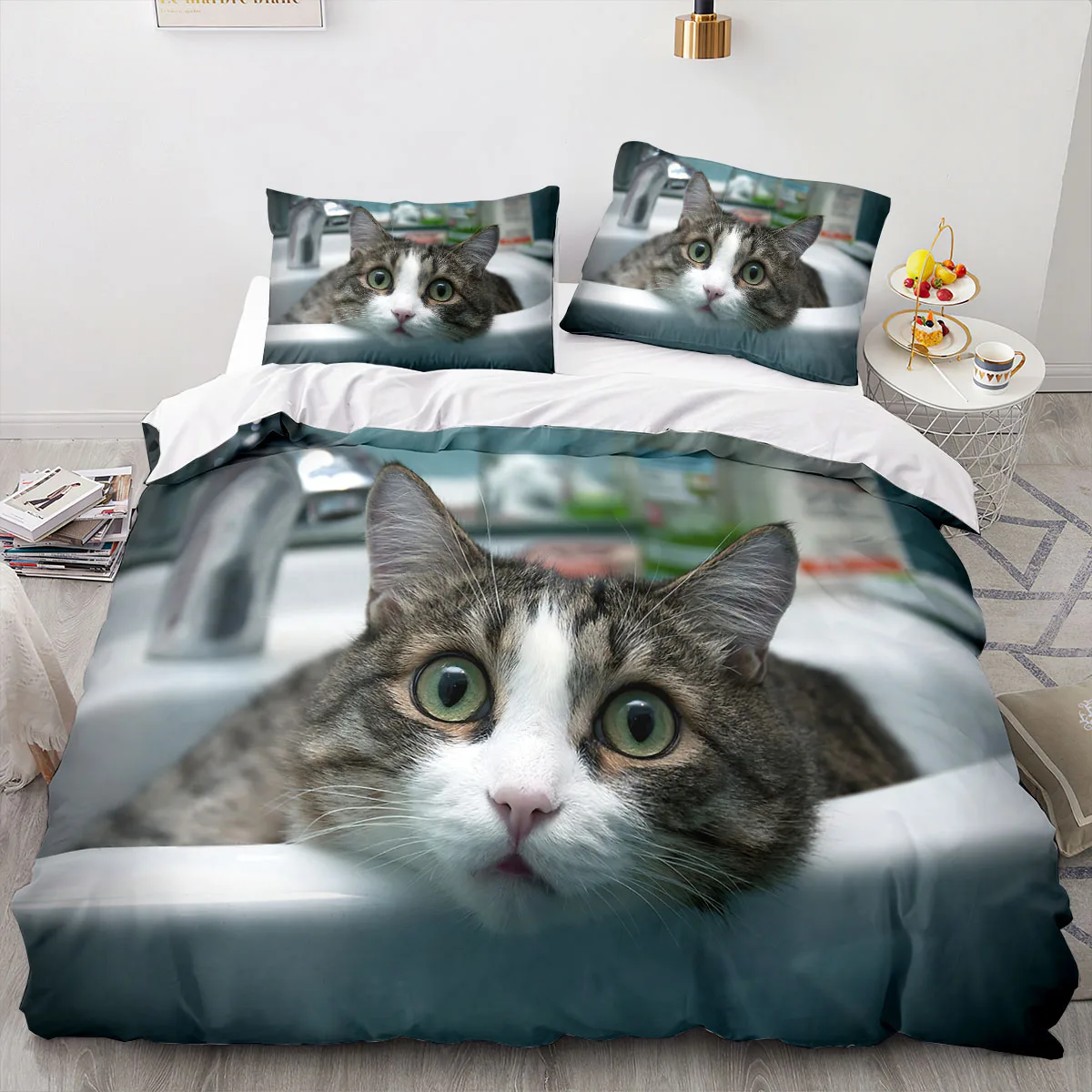 

3D Printed Animal Cat Bedding Set Boys Girls Twin Queen Size Duvet Cover Pillowcase Bed Kids Adult Fashion Home Textileextile