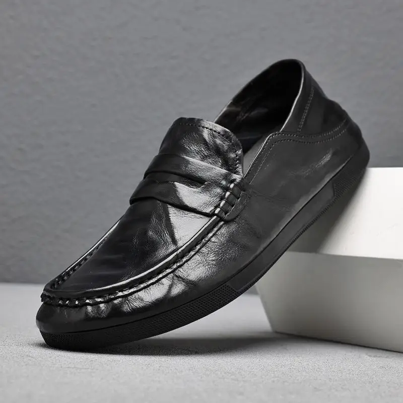 New Doudou Le Fu trendy  for men Korean version versatile one foot drive casual leather shoes