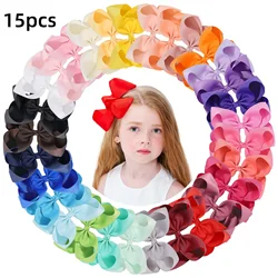 15pcs Sweet Random Color Bow Hair Clip Sets for Women Girls Handmade Bows Hairpins Holiday Hair Clip Baby Hair Accessories Gifts