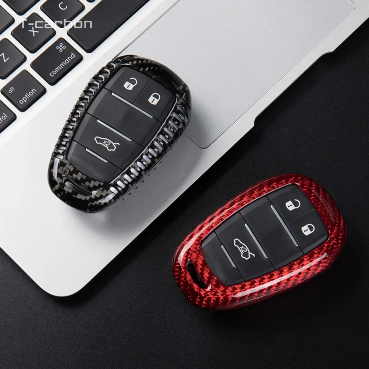 T-carbon 3 Button Carbon Fiber Key Case Car Cover For Alfa Romeo Giulia Stelvio 2017 2018 For Smart Remote Shell Auto