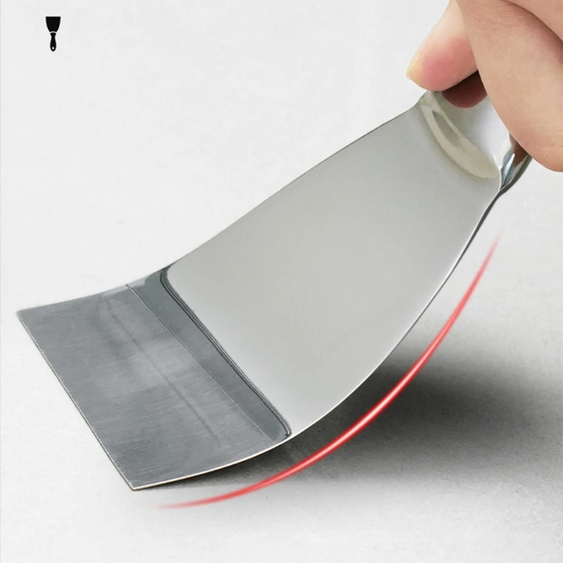 Flat Mouth Plaster Scraper Stainless Steel Joint Knife Cleaning Putty Knife for Home Renovation Advertisement Wallpaper Removal