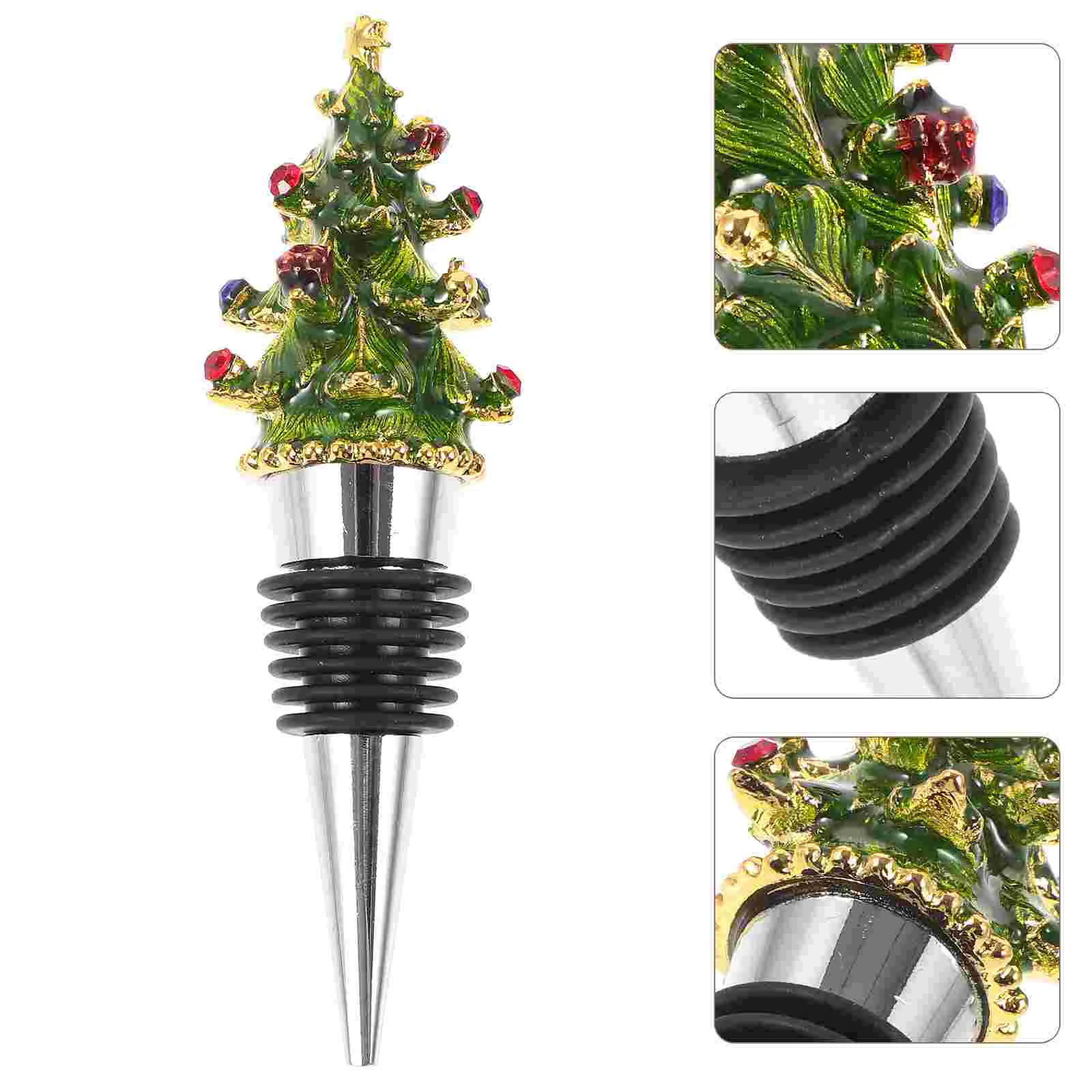 

Enamel Christmas Series Bottle Stoppers Xmas Beverage Cork Plug Cap Decorative Tree