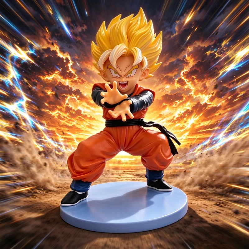 Dragon Ball Super Saiyan Cartoon Q Version Figure 2D Turtle Style Qigong Model Doll Ornament Toy Animation Peripheral Wholesale