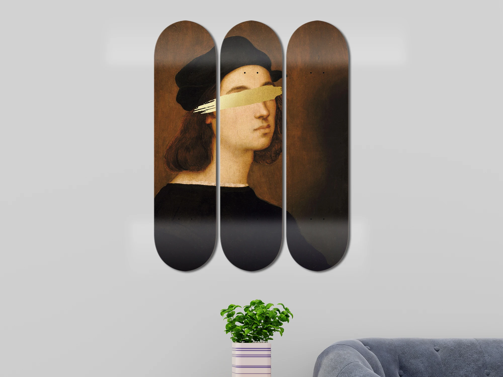 Set of 3pcs Decorative Figure Art Skateboard Wall Art 7-layer Maple Decoration Skateboard Furnish and Decorate for Home Decor