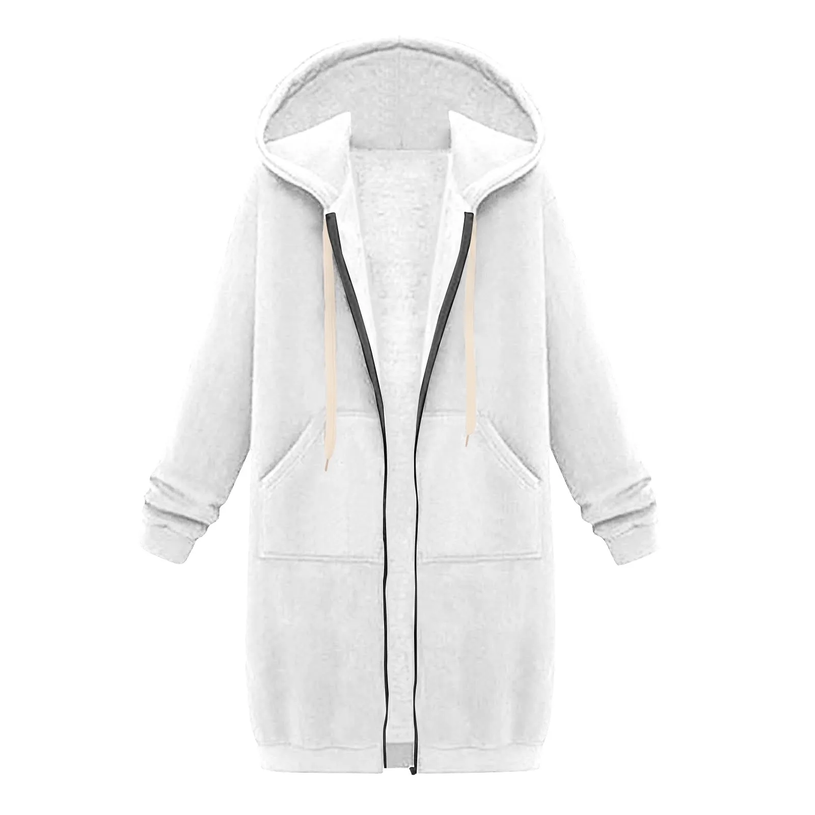 2024 Nieuwe Vrouwen Zip Up Hoodies Oversized Fleece Lange Tuniek Sweatshirts Casual Lange Mouw Herfst Hoodie Zakken Effen Jas