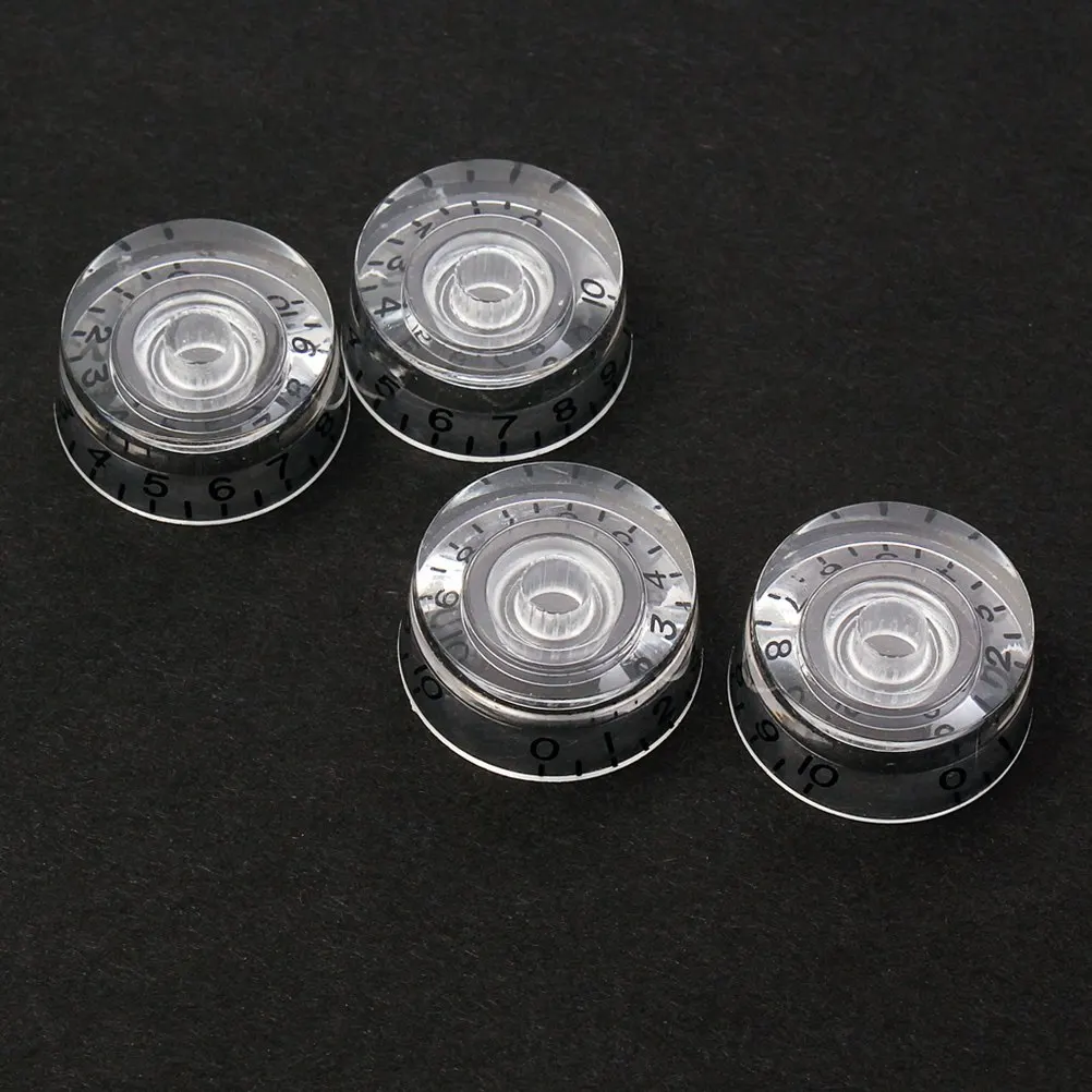 4Pcs Electric Guitar Knobs Volume Tone Control Set Acrylic Rotary Knobs Replacement Parts Number Printed for Stylish Guitar