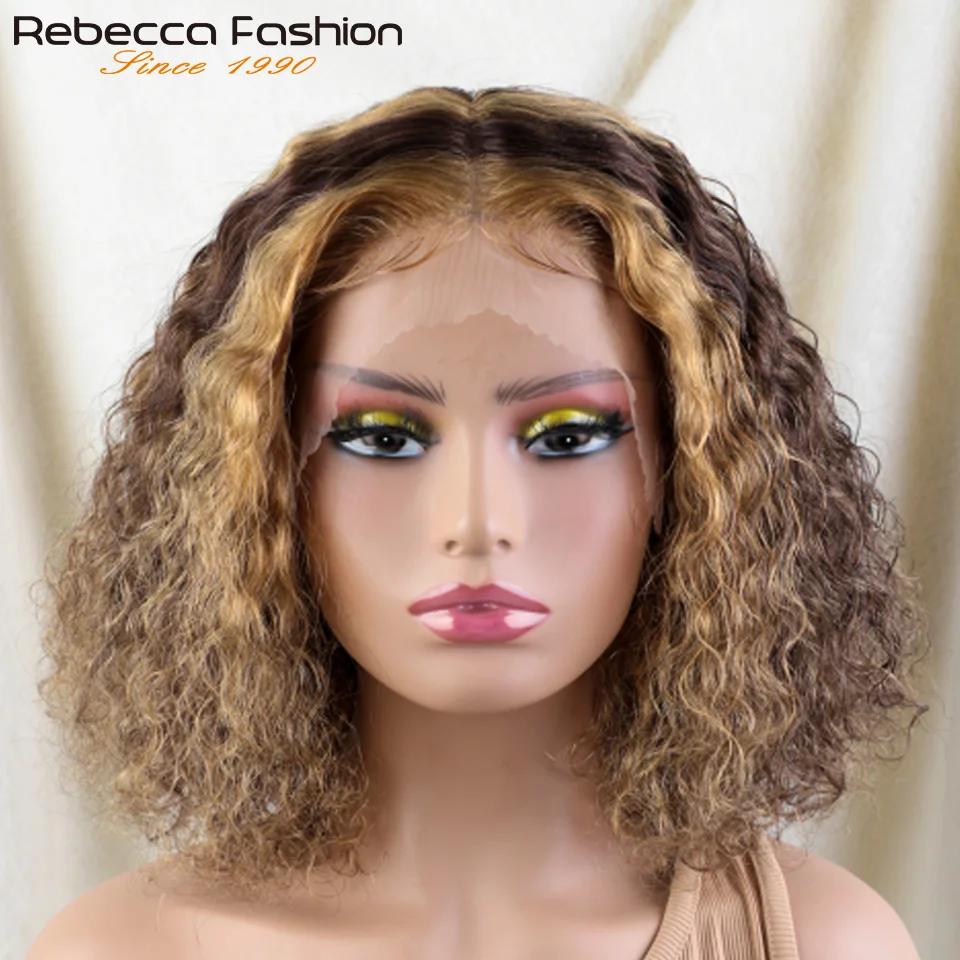 

Highlight Short Bob Jerry Curly Human Hair Wigs for Women Pre-Plucked 13x6x1 T Lace Front Wig Transparent Lace Deep Wave Wig QVR