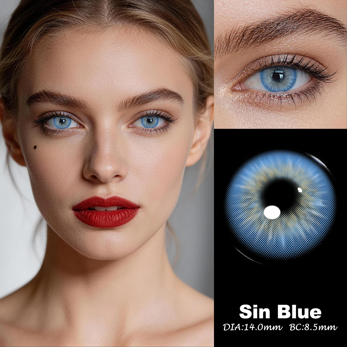 VISUASHOW Sin Brown Farbige Kontaktlinsen mit Astigmatismus Koreanisches Design 14,0mm Kleine Pupille Korrekturlinse für Augenschönheit