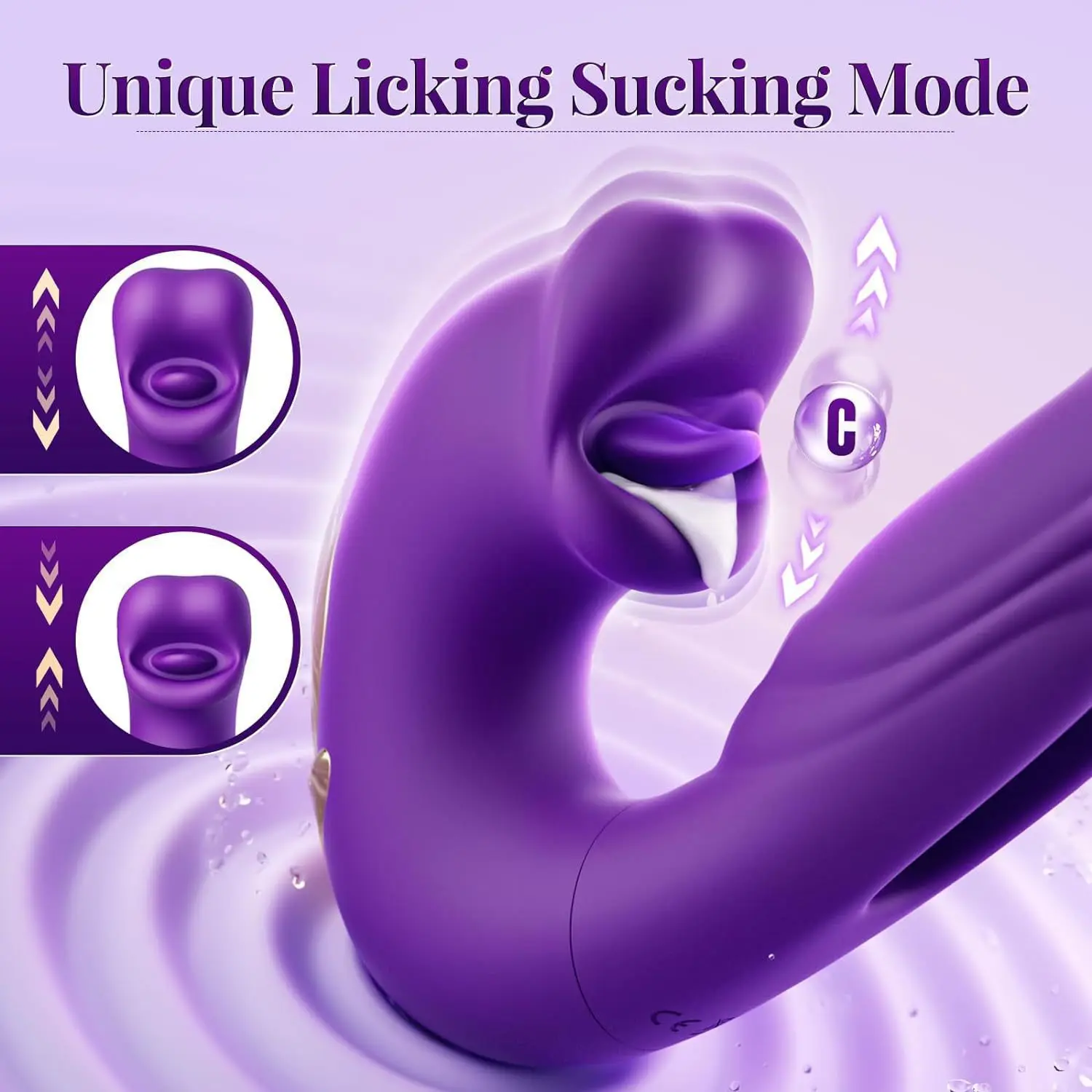 3In1 Telescopic Rotating Vibrators Dildo GSpot Clitoral Dual Stimulator Waterproof Women Tongue Licking Finger-Flapping Sex Toys