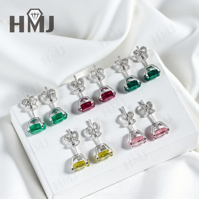 Ear Stud Earrings Lab Grown Gemstones Moissanite Oval Shape 925 Silver Trendy Charms Hypoallergenic Christmas Thanksgiving Gifts