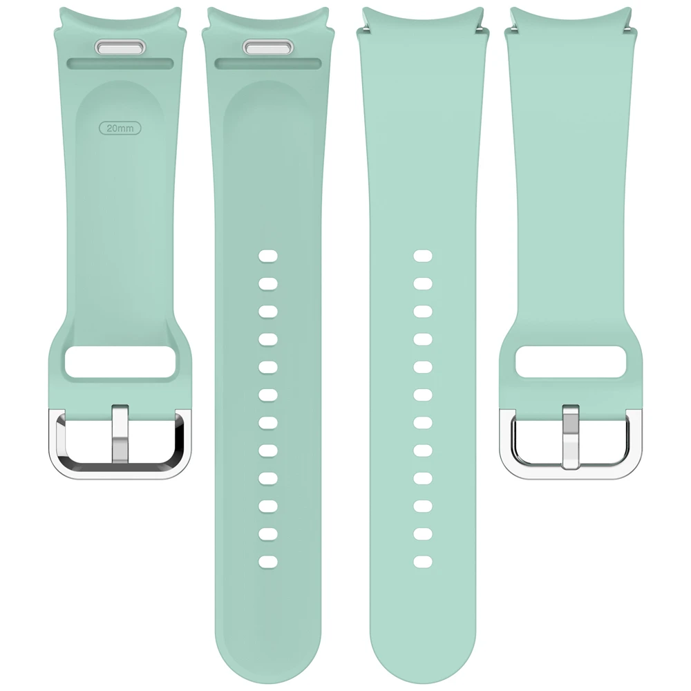 サムスンギャラクシーウォッチ用シリコンストラップ,ボタンバンド,シルバーバックル,アクセサリー,4,5,5pro,6,7,fe