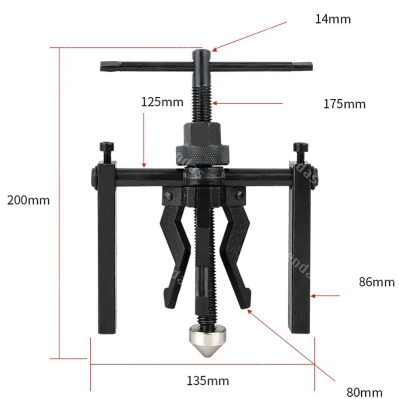 Car inner bearing puller gear three-claw remover heavy-duty vehicle machine tool kit car roller remover repair general