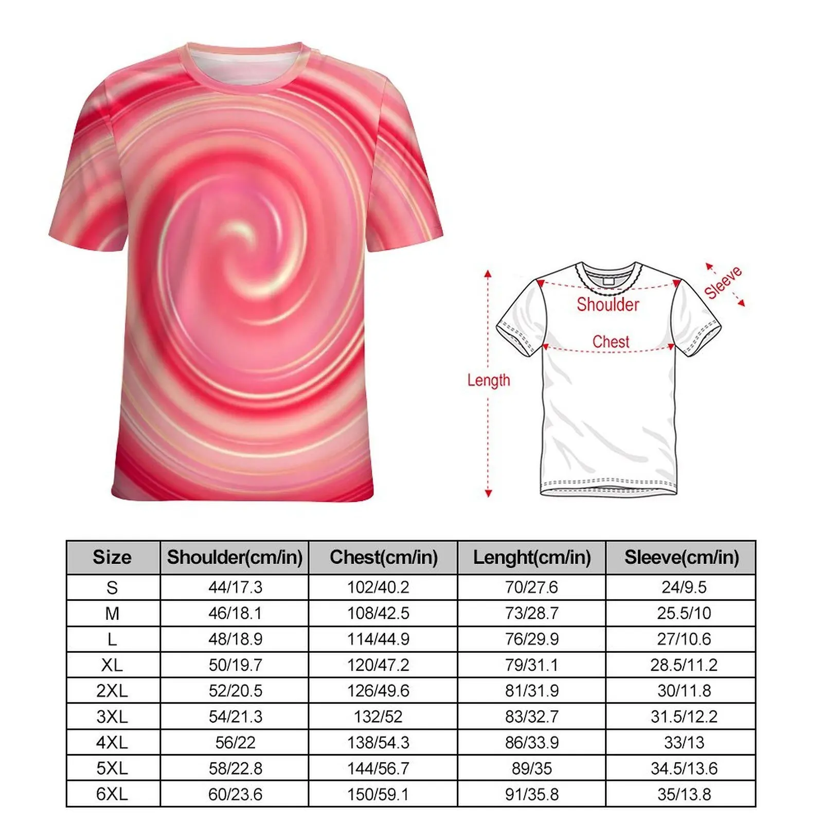 Candy Swirls T Shirt For Men Gold And Pink Design O Neck T Shirts Summer Fashion Clothes Short-Sleeve Basic Plus Size Tees Gift